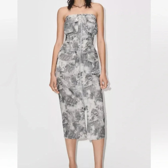 NWT ZARA “ the fitted Cargo dress in print Size Small - Picture 3 of 11